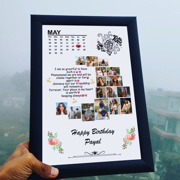 CUSTOMIZED BIRTHDAY FRAME (5-11 PIC'S)    B/W-FRAME