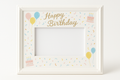 birthday frame white background with white frame